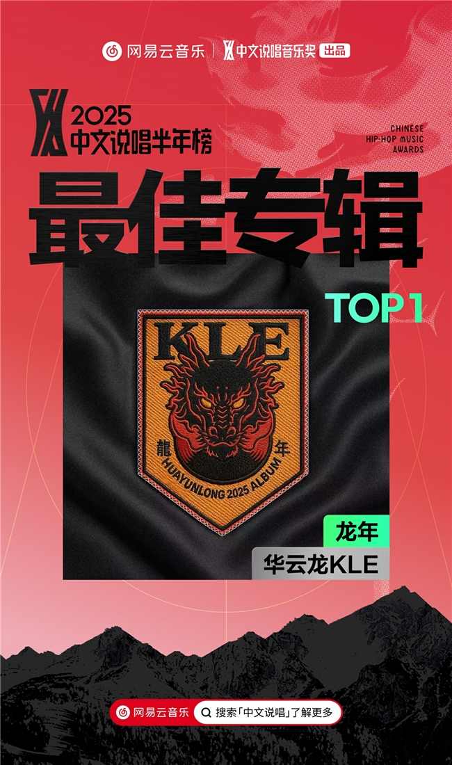 网易云音乐2025中文说唱半年榜华云龙KLE双冠王(图2)