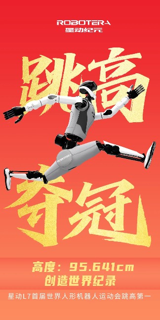 星动L7斩获世界人形机器人运动会跳高冠军(图1) 星动L7斩获世界人形机器人运动会跳高冠军(图1)